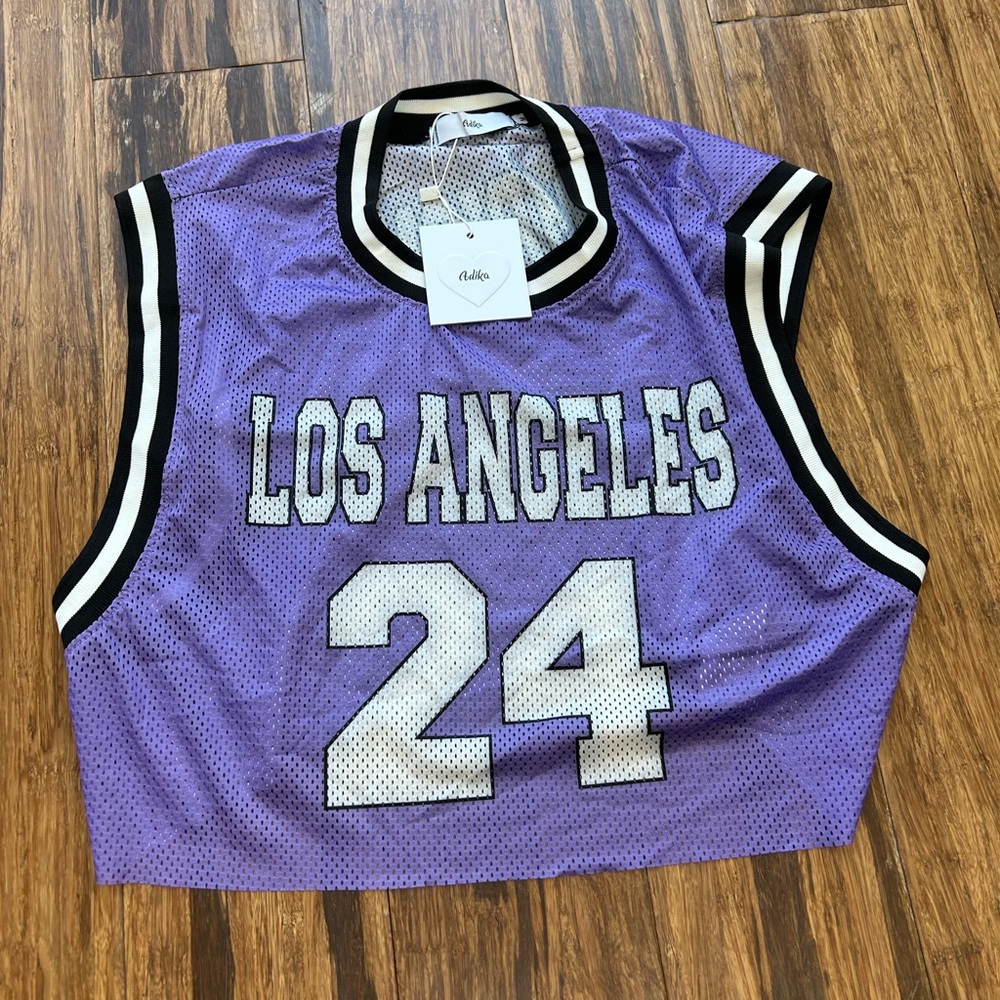 Adika Purple Cropped Mesh Jersey Size: M